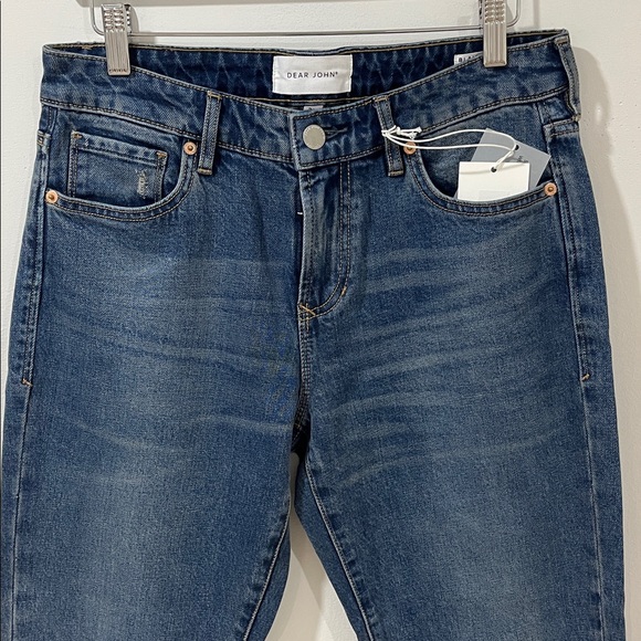NWT Dear John Denim Women’s Straight Leg Jeans 27 Blaire Dark Blue Wash Mid Rise - Picture 2 of 8